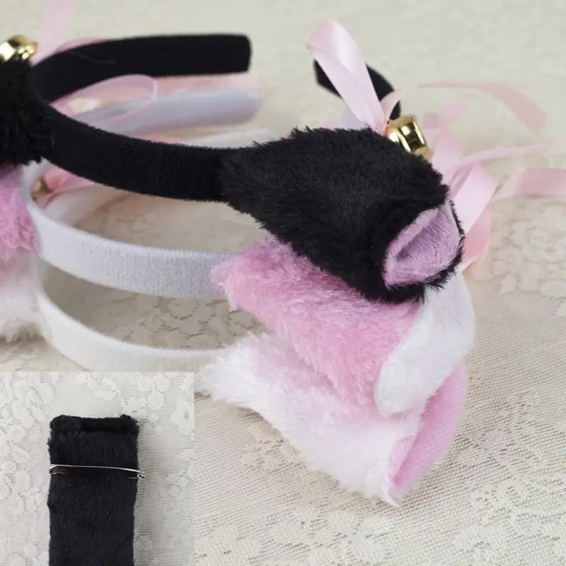 634c Katzen Kostümzubehör Set Katzen Ohren Stirnbänder, Schwanz, Bowtie Face Stickers Accessoires Katzen Kostüme Kinder