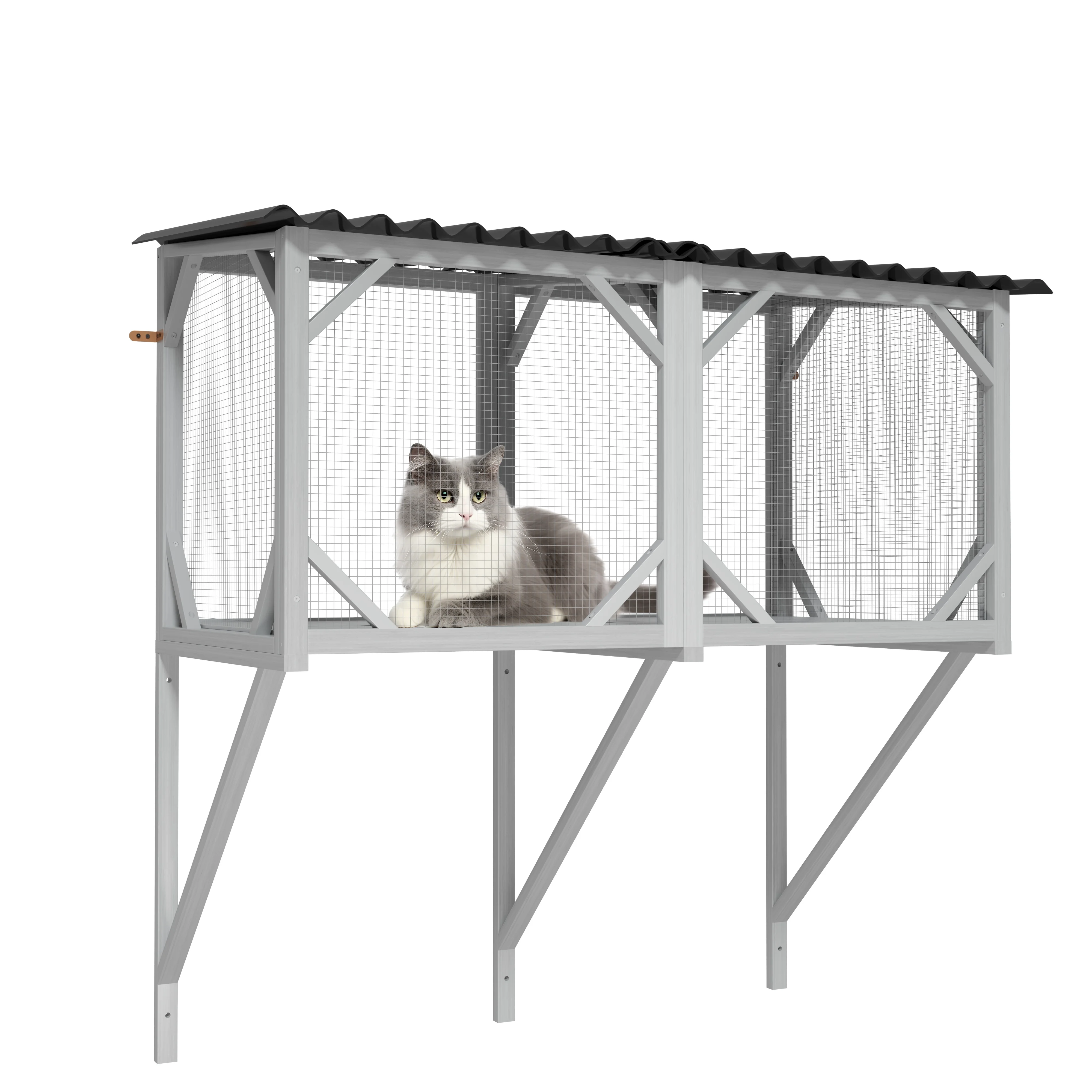 Оконный окунь Catio для больших домашних кошек — для загара, для сна и выгляд деревянного гамака с окном