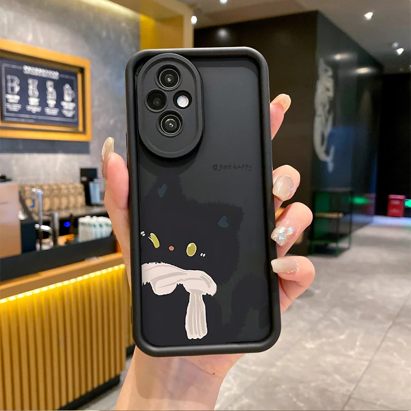Cute Cartoon White Black Cat Couple Phone Case for OnePlus 10R 11 Nord CE2 CE3 CE4 Lite 5G ACE2 ACE3 4G Shockproof Covers Fundas view 5