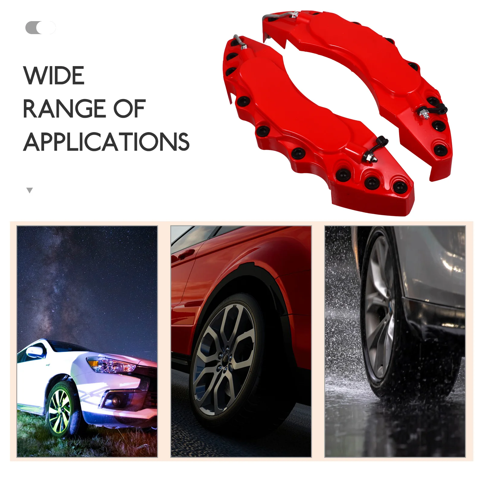 

2pcs Brake Caliper Cover Large Red ABS Material Disc Caliper Covers for Car Wheel Hub Stylish Enhance Vehicle Look Easy