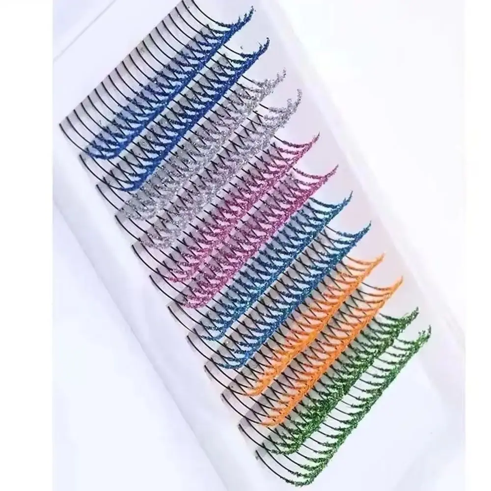 12가지 색상 믹스 패션 글리터 속눈썹 연장 C컬 0.07mm 샤이니 컬러풀 인조 속눈썹 개별 속눈썹 메이크업용