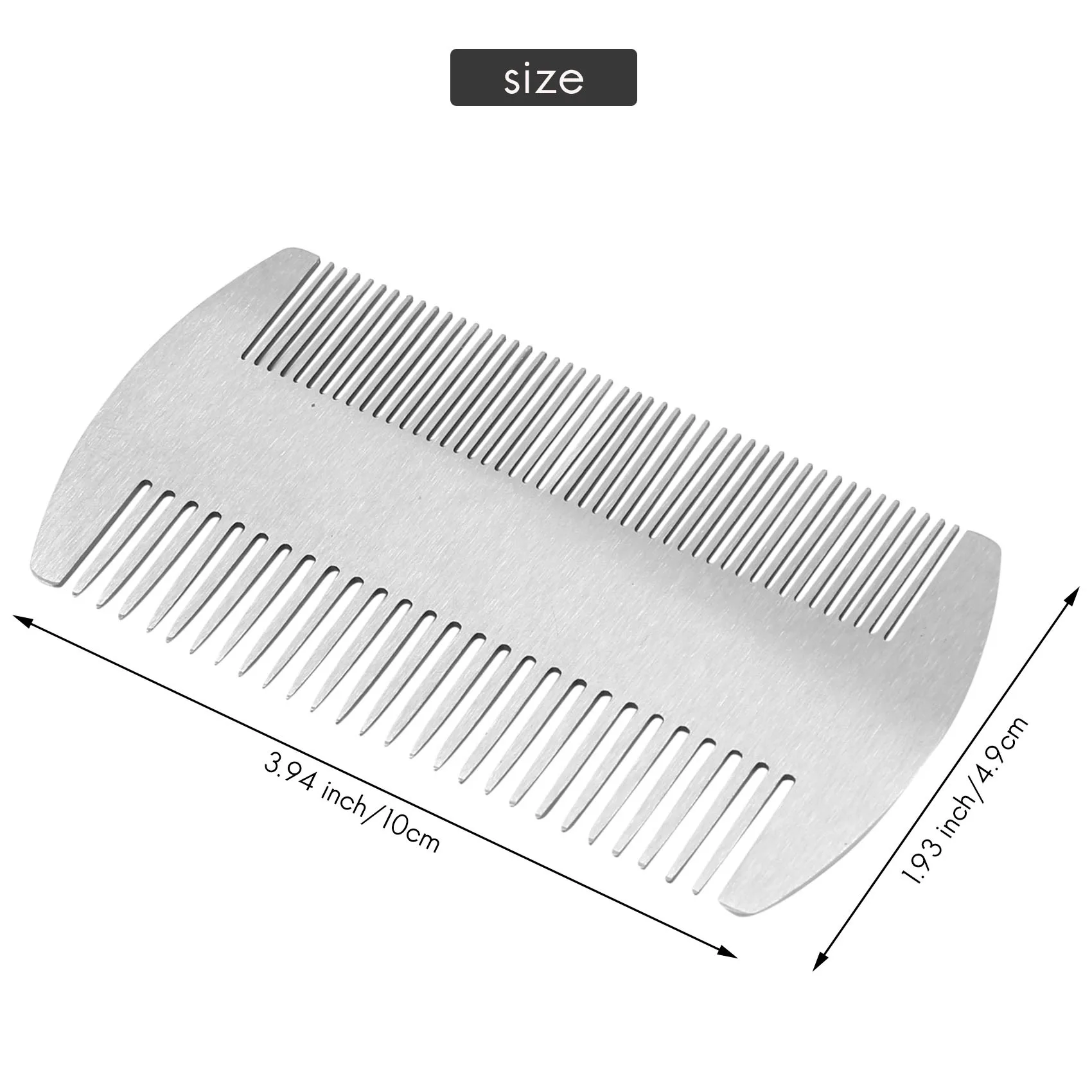 Dual Action Stainless Steel Edc Credit Card Size Comb Wallet Comb Pocket Comb Anti-Static Hair Comb Beard Mustache Comb For Man