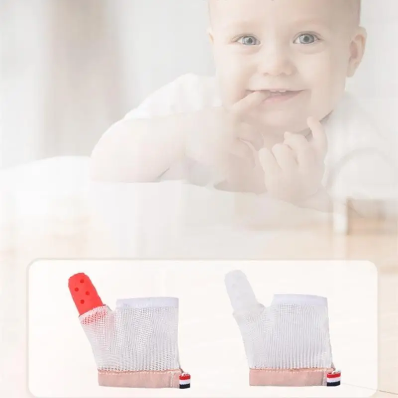 

U13F Infant Anti-Bite Teething Mitten Soft Silicone Thumb Sucking Stop Chewing Glove