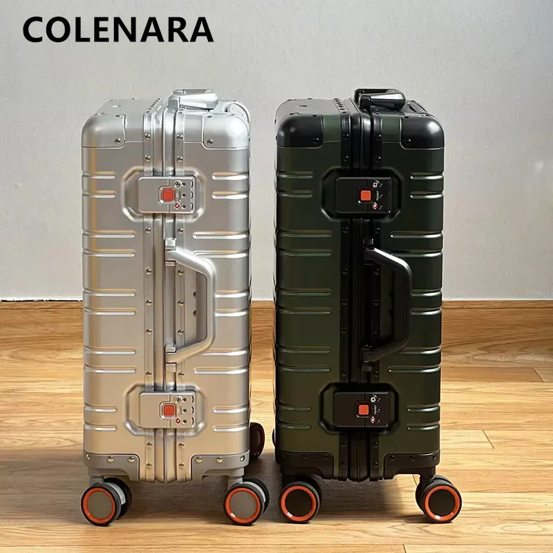 

COLENARA Men's Suitcase Full Aluminum Magnesium Alloy Trolley Case Large Capacity Business Boarding Box 20"24"29 Inch Luggage