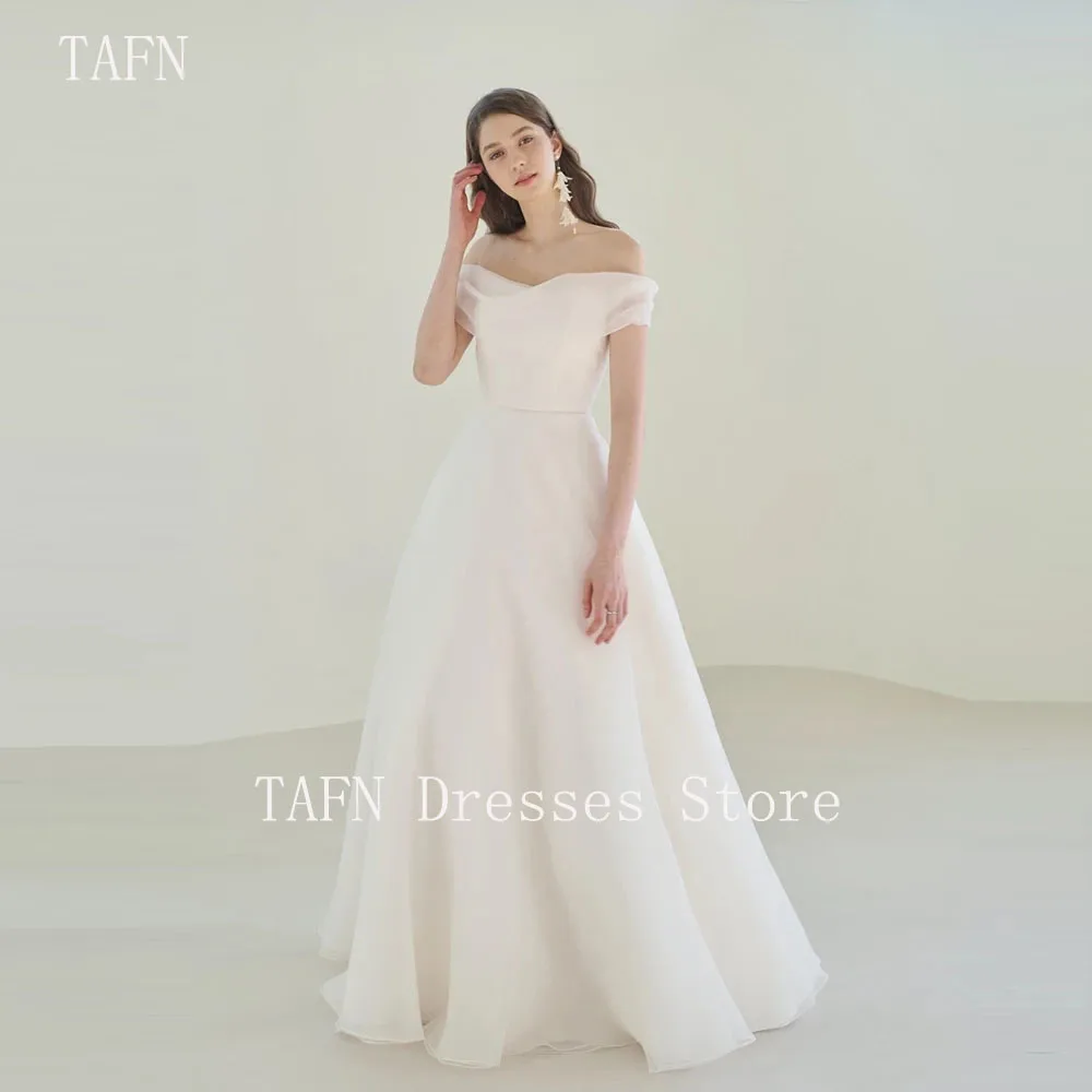 TAFN A-line Wedding Dress Short Sleeve Korea Off the shouder For Women Princess Robe de Mariee wedding Gown Lace up