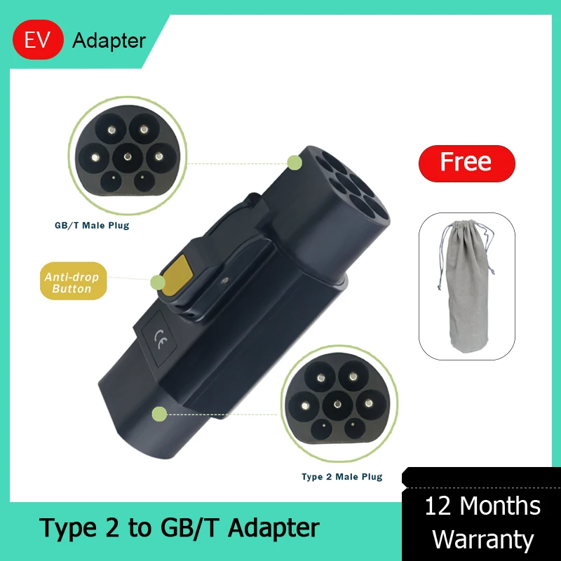 

Type 2 to GBT Adapter 32A 7KW 22KW IEC 62196 Charger To GB/T China Standard Eletric Car Charging Converter With Anti-Drop Hook