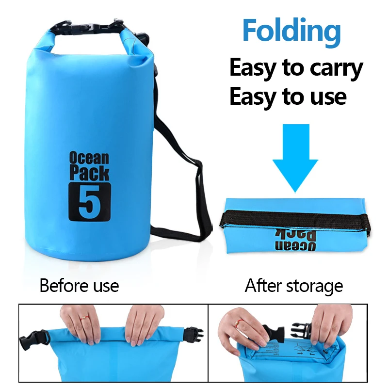 Bolsa impermeável de malha 5l-30lpvc, armazenamento de compressão para mergulho ao ar livre, bolsa seca para homens e mulheres, natação, rafting, caiaque