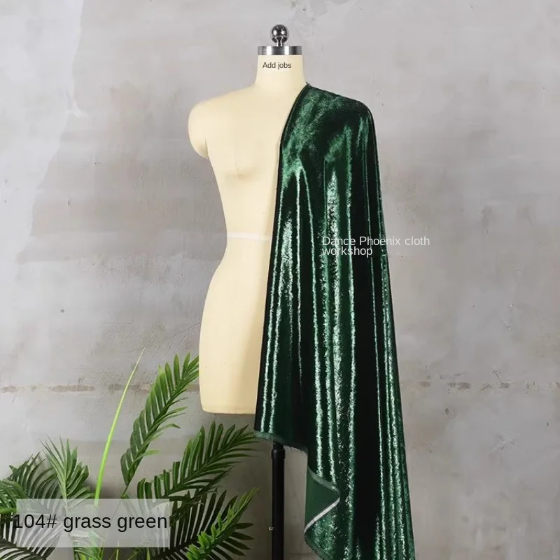 Golden Velvet Dyed Fabric Shiny Grass Green Cheongsam Dress Apparel Sewing Fabric Wholesale Cloth Meters Diy Material