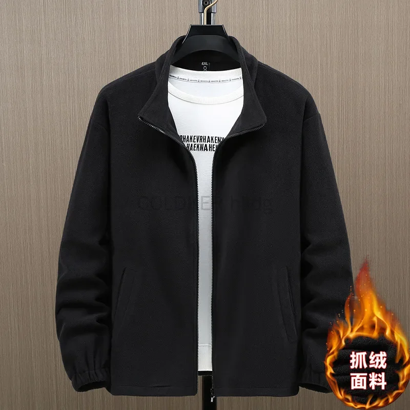 Winter Warm Polar Fleece Jacket Men's Sweatshirt Coat Casual Zip Up Cardigan Long Sleeve Big Size 12XL Stand Collar Coat Male