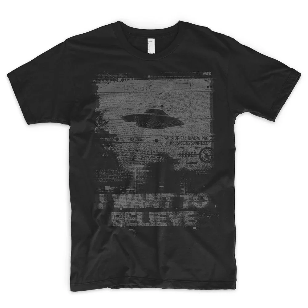 I Want To Believe Alien UFO Area 51 Roswell X Files Space Ship T Shirt Short Sleeve 100% Cotton Casual T-shirts Loose Top New