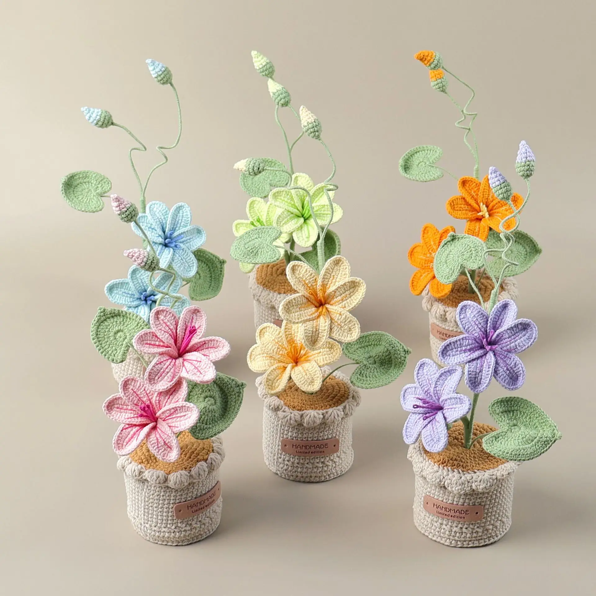 Handmade Snow Concubine Wire Oil Paulownia Flower Potted Flowers Yarn Weaving Bouquet Simulation Flower Festival Gift