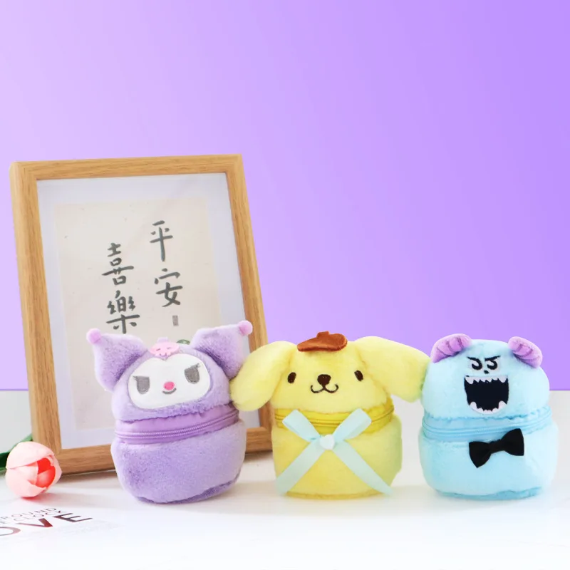10cm Hello Kitty Cartoon Coin Purse Plush Keychains Cinnamoroll Melody Kuromi Pendant Doll Cute Girl Toy Birthday Gift