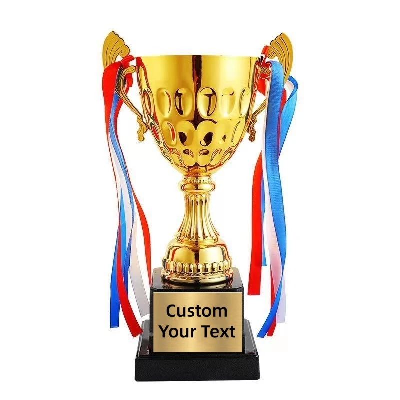 Customizable Gold Metal Trophy Cup with Base Personal Award Soccer Achievement Prize Award Trophy for Kids Competition Reward