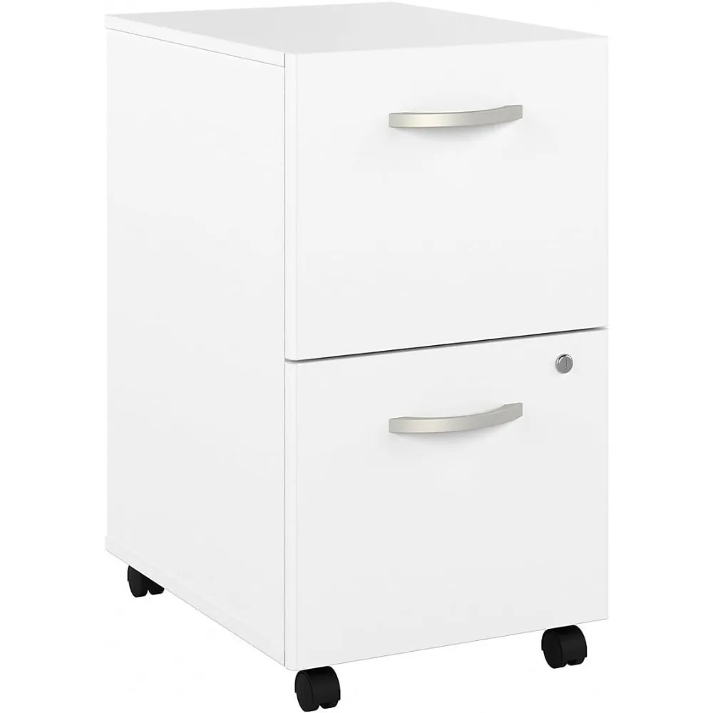 

White Bush Business Furniture 2-Drawer Mobile File Cabinet, Assembled