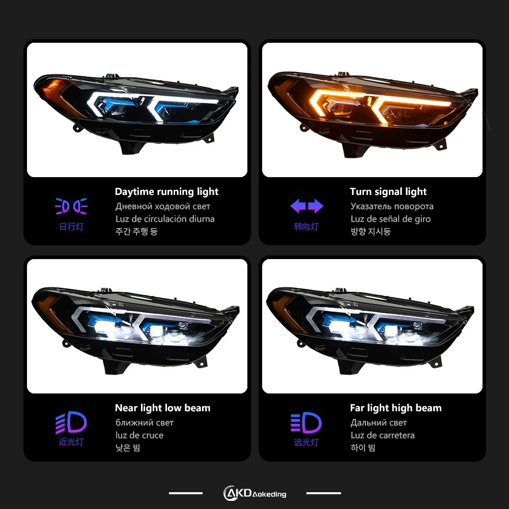 For Ford Mondeo Headlights Fusion 2013-2017 DRL Daytime Running Light Head Lamp 12V LED Bi Xenon Bulb Fog Lights Car Accessories