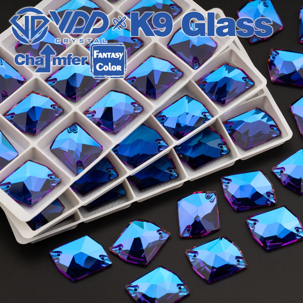 VDD Cosmic 17x21mm 15Pcs Bermuda Blue Top Quality K9 Glass Sew On Rhinestones Sewing Crystal Flatback For Garment Accessories