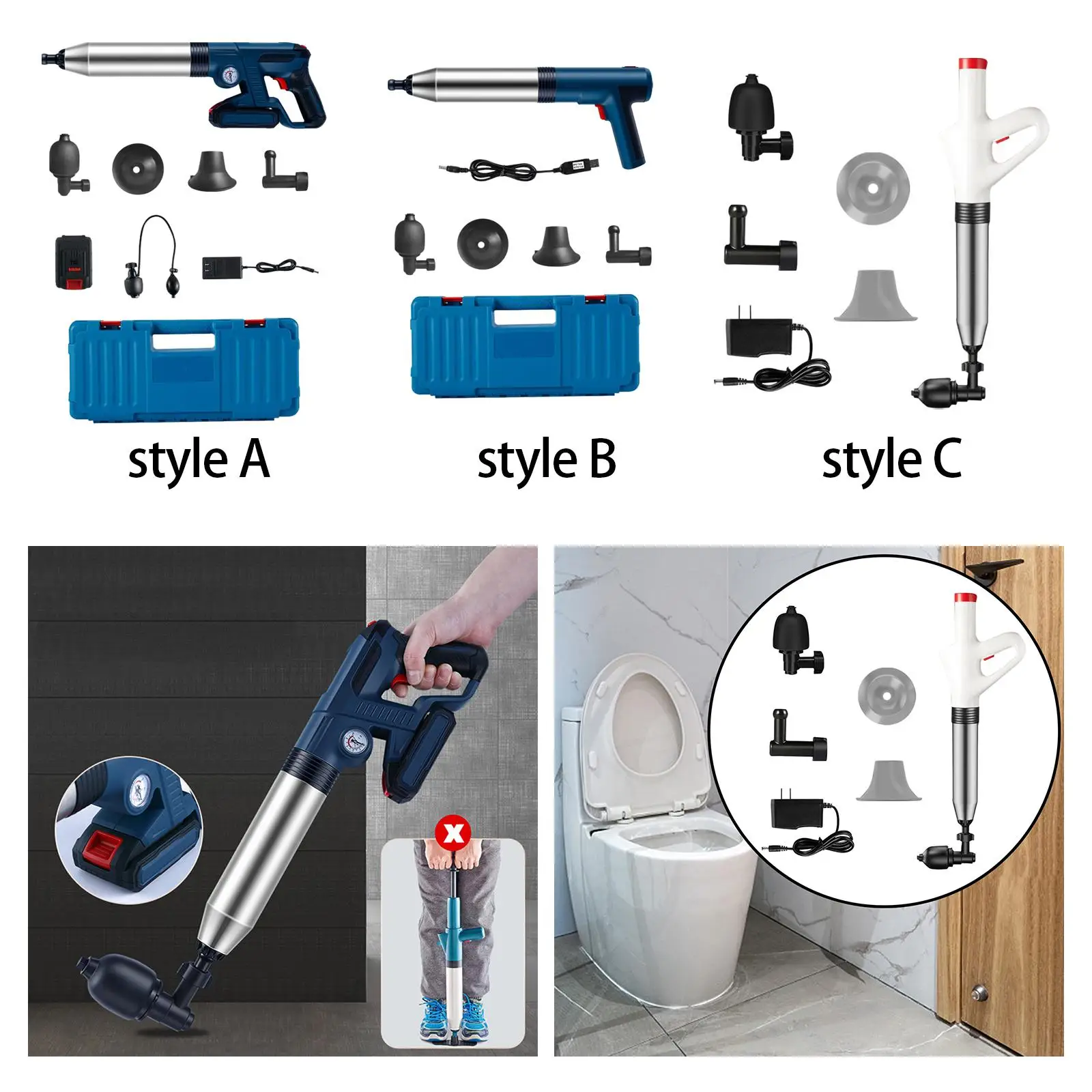 

Electric Toilet Dredge Tool Replaceable Heads Clogged Pipe Pipe Unclogger Heavy Duty Drain Clog for Bathroom Bath Shower Hotel