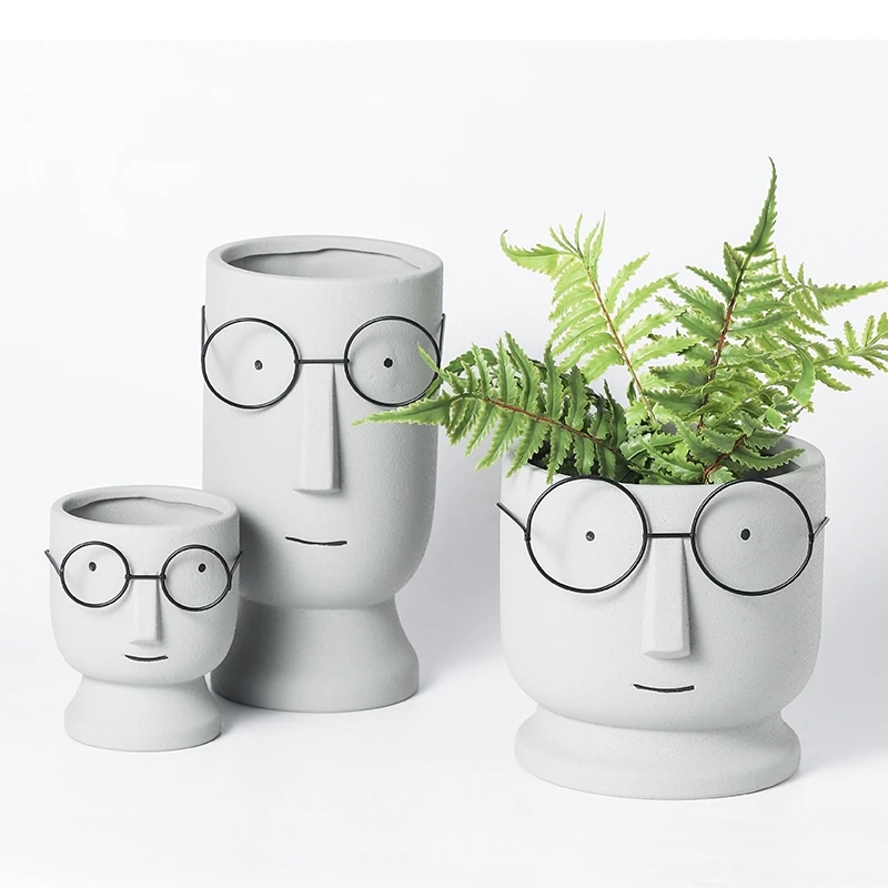 Abstract Figure Ceramic Flowerpot Tabletop Succulent Green Plant Potted Flower Pot Indoor Balcony