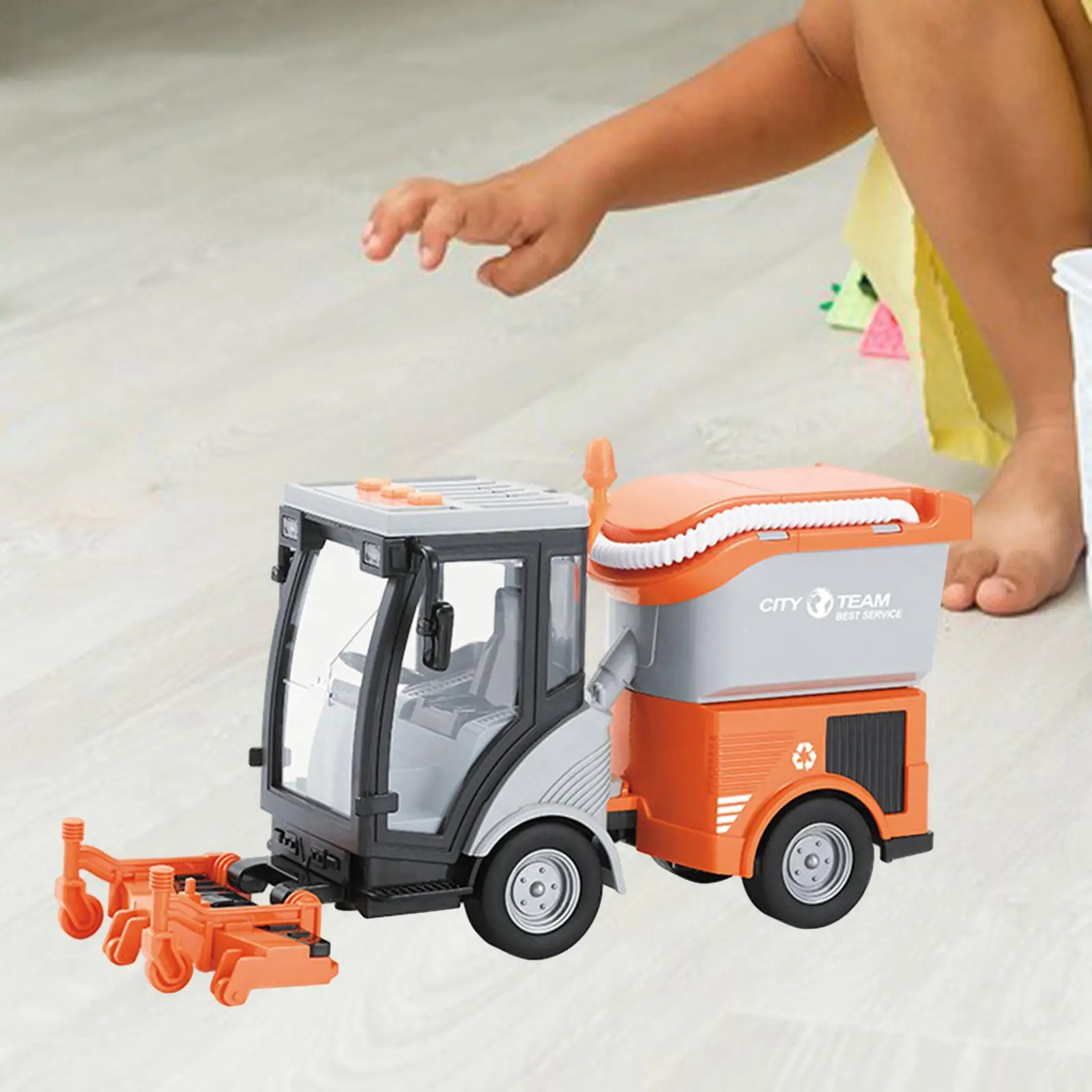 Heavy Duty Cleaning Vehicle 1:16 Preschool Educational Toys Street Sweeper Truck for Kids Boys Girls Toddlers Birthday Gift