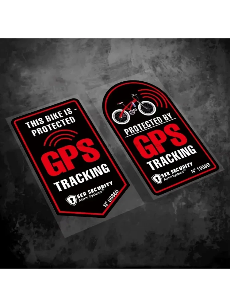 2Pcs Bike GPS Tracking Warning Vinyl Stickers, Waterproof UV Resistant Decal for Bicycle Frame Decor, Holiday Gift