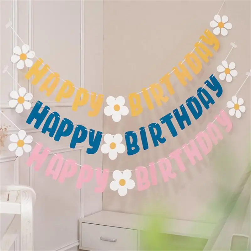 Scene Decoration Multi-function Chic Full Of Daisy Flower Ins Style Fashion Scene Settings Birthday Bunting Banner