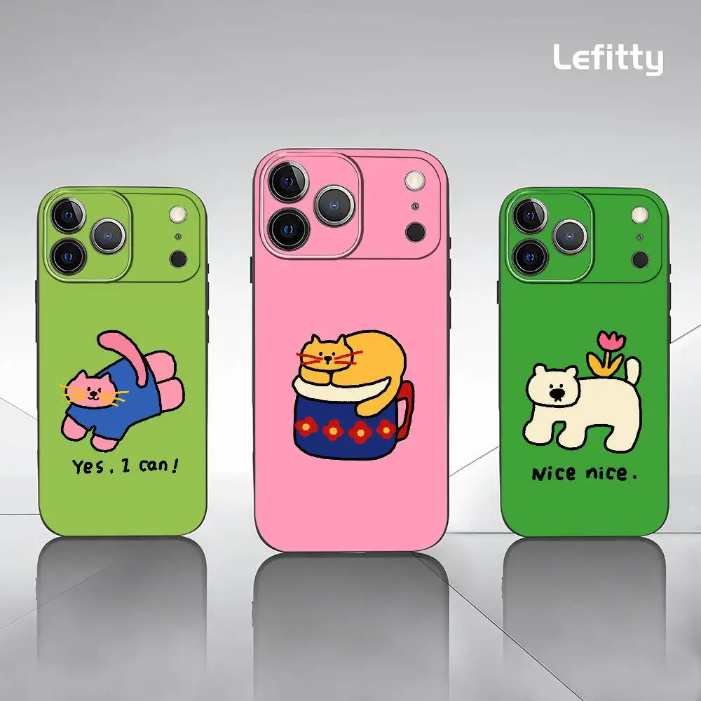 حافظة هاتف Happy Dog لهاتف آيفون 17 16 15 14 13 12 11 Pro Max Plus Mini Black Frosted Soft Shell Funda