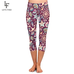 Fashion High Waist Seamless Starfish Digital Printing Girl Capri Leggings High Quality Milk Silk  Casual Women Leggings