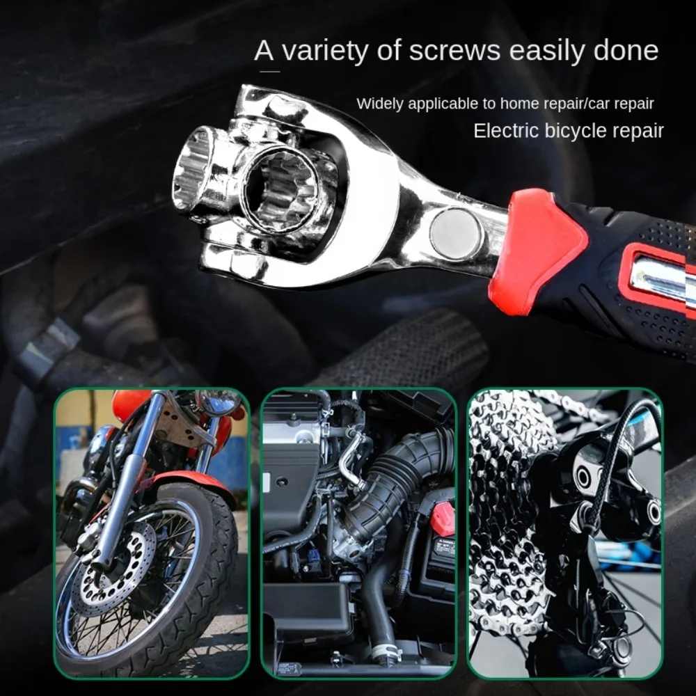 New Steel Wrench Socket 360-degree Rotating Double Head Ratchet Spanner Multi-function Adjustable Grip Ratchet Repair Tools Hone