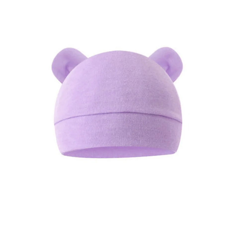 Baby Pullover Hat Cartoon Bear Ears Boys and Girls' Hat Newborn Fetal Hat Scratch Resistant Gloves 2-Piece Plush Warm Hat