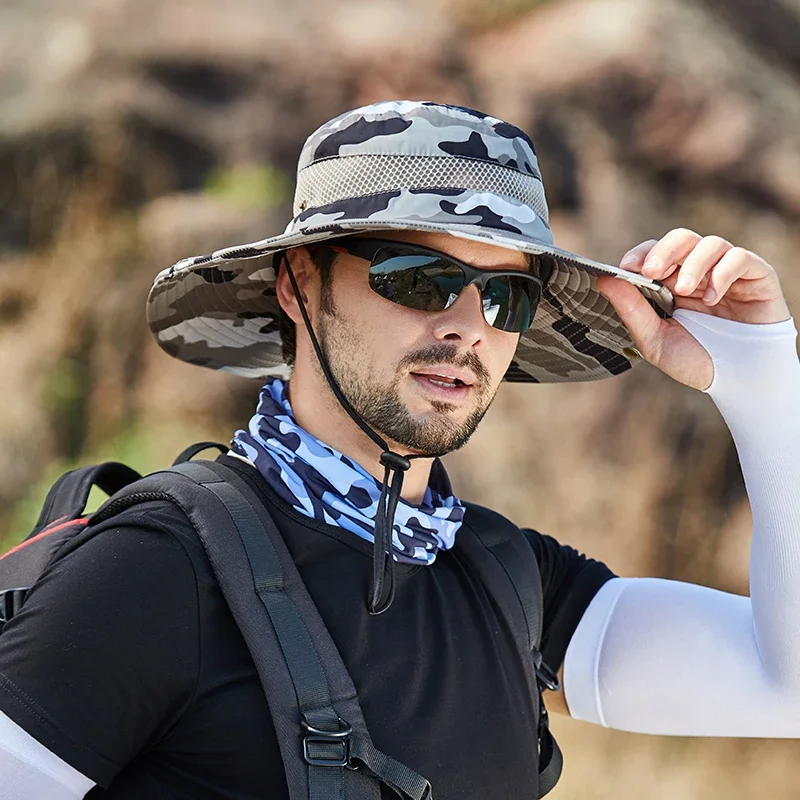 Camouflage Bucket Hat for Men Outdoor Hiking Cycling Safari Breathable Visor Cap CAP FOR MEN Women Summer Sun Protection Hat