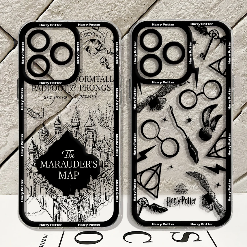 Black Boy Phone Case For iPhone 16 15 14 13 12 11 Mini Pro P-PotterS Max X XR XSMax 7 8 Plus SE20 H-HarrIES Transparent Cover