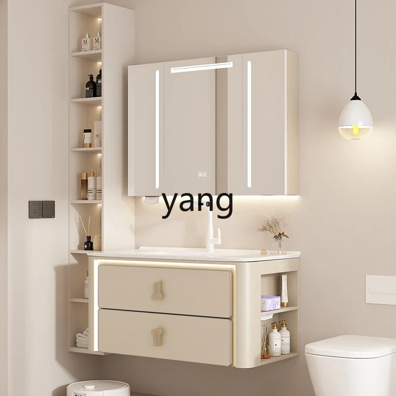 

LMMSide Bathroom Cabinet Combination Cream Wind Arc Package Washbasin Toilet Washstand