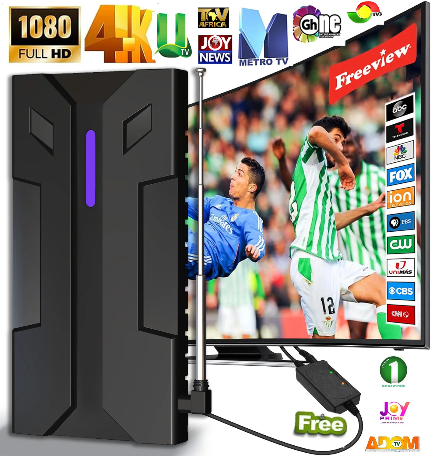 Indoor and outdoor  TV antenna high-definition ground wave digital HDTV antenna supports DVB-T/T2, ISDB-T, DMB-T/H, ATSC