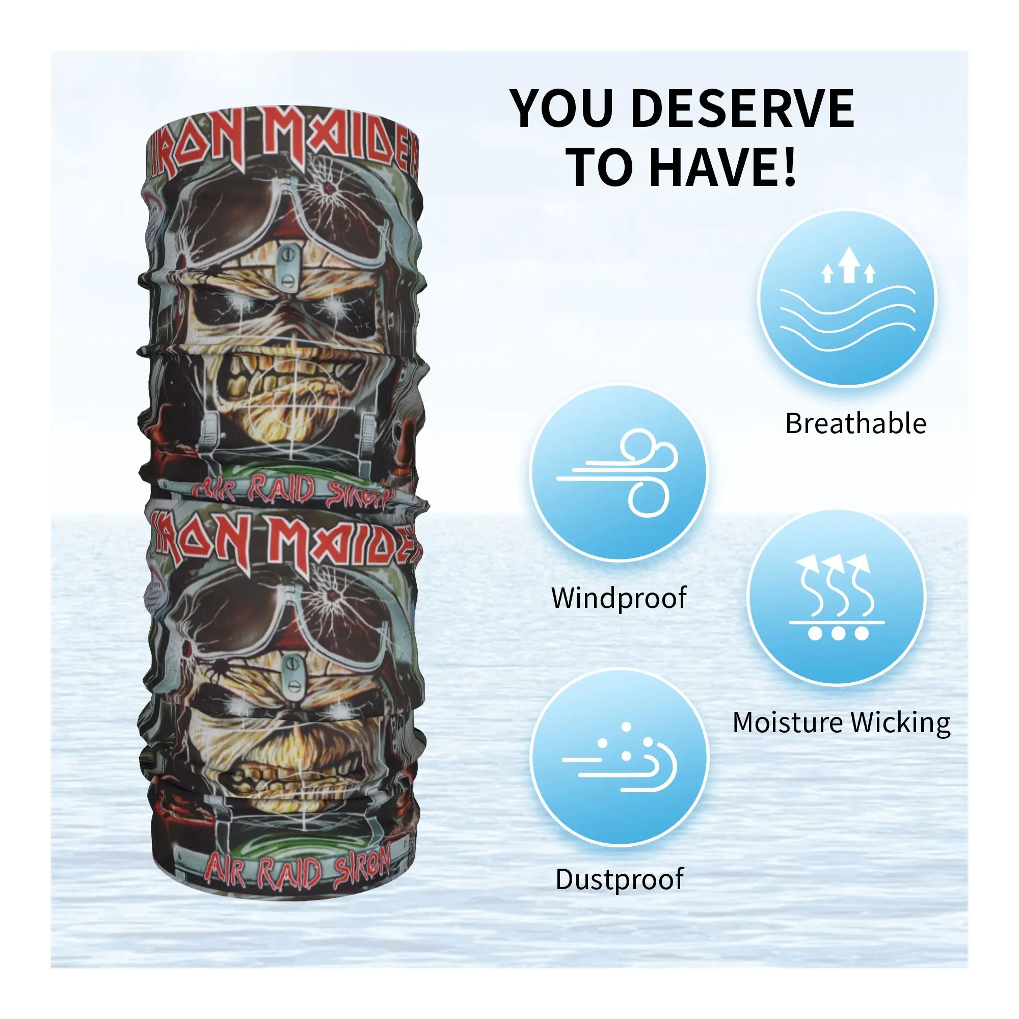 شريط معدني ثقيل I-Irons M-Maidens كارتون باندانا الشتاء الرقبة أدفأ الرجال يندبروف التفاف الوجه وشاح للتزلج الجراب عقال