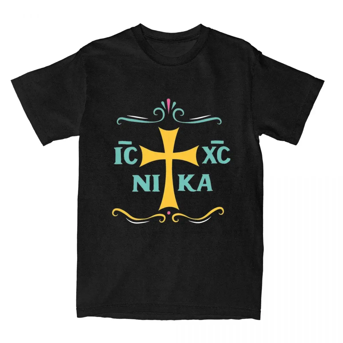 Men's T-Shirts IC XC NIKA Christogram Eastern Orthodox Greek Pure Cotton Tee Shirt Short Sleeve T Shirts O Neck Clothing