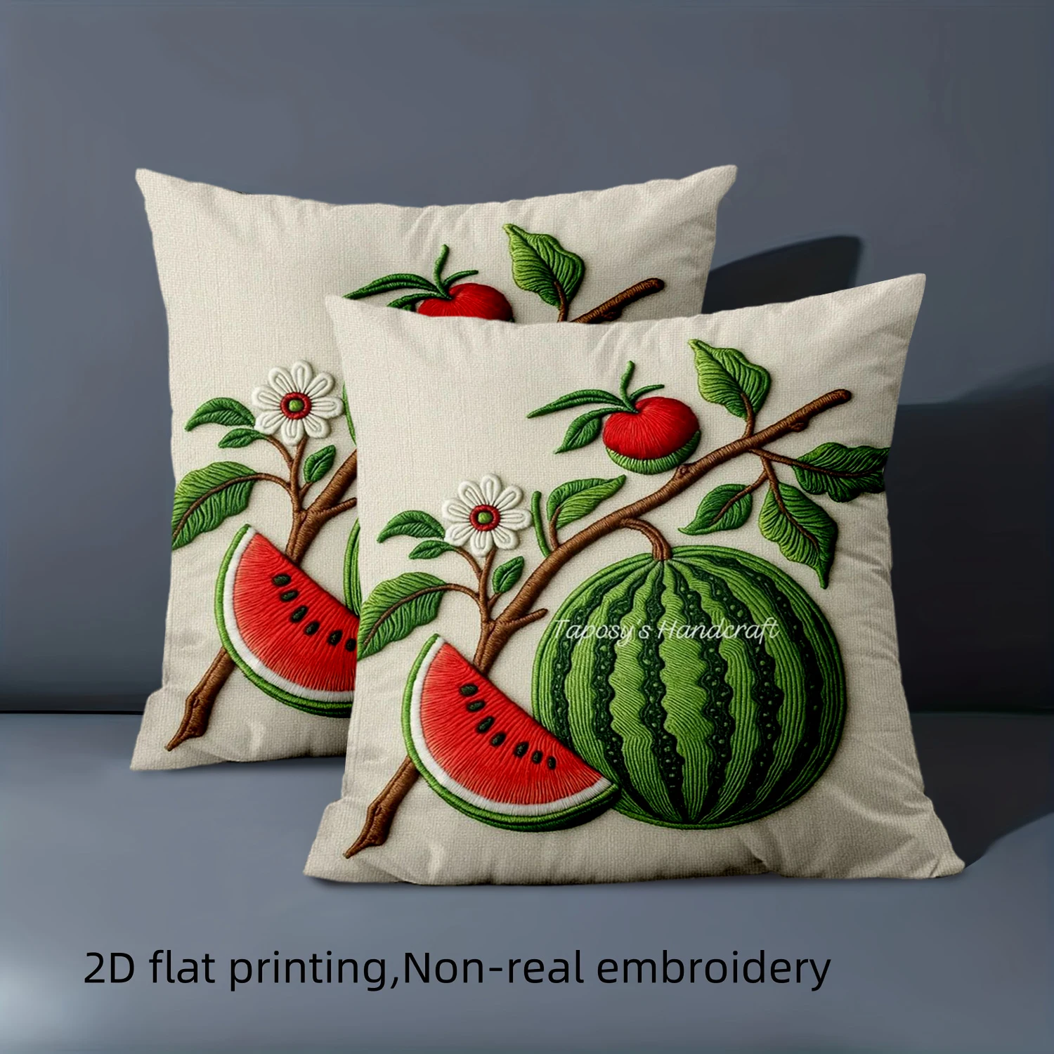 

1 pillowcase 2D flat printing Fruit-themed Cushion with 2D Printing Design Polyester pillowcase sofa decorative cushion cover