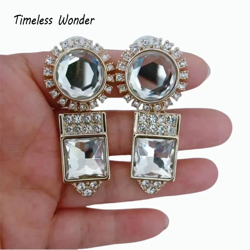 

Timeless Wonder Fancy Crystal Geo Stud Earrings for Women Designer Jewelry Sweet Trendy Rare Top Gift Cute 2612