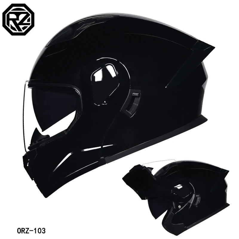 

ORZ motorcycle facelift helmet with dual mirror film head helmet, men's and women's motorcycle brigade four season tail wing