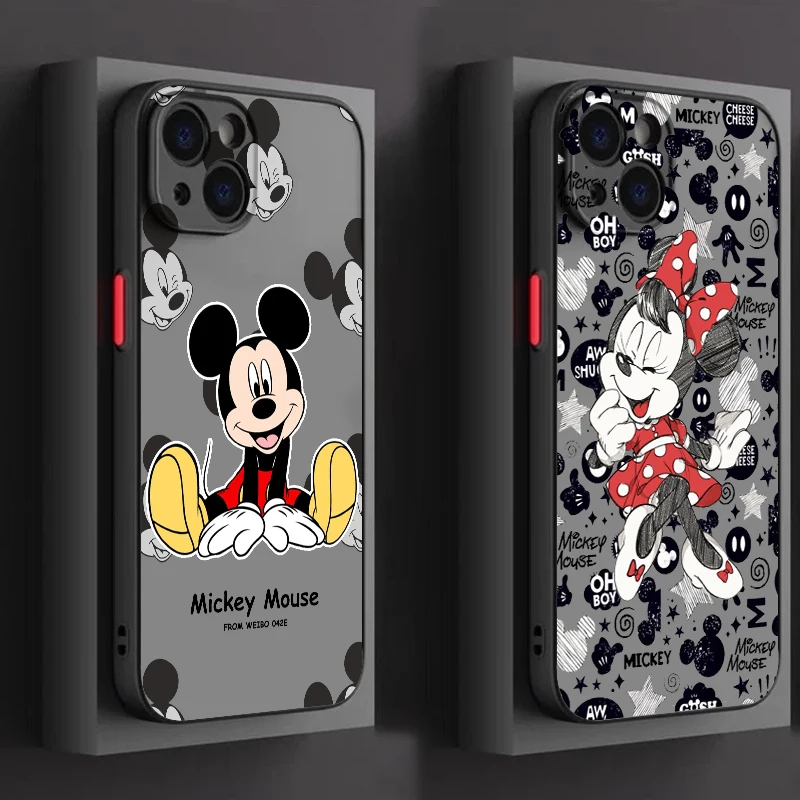 

Mickey Mouse Minnie Frosted Translucent For Apple iPhone 15 14 13 12 11 XS XR X 8 7 SE Pro Max Plus Mini TPU Phone Case