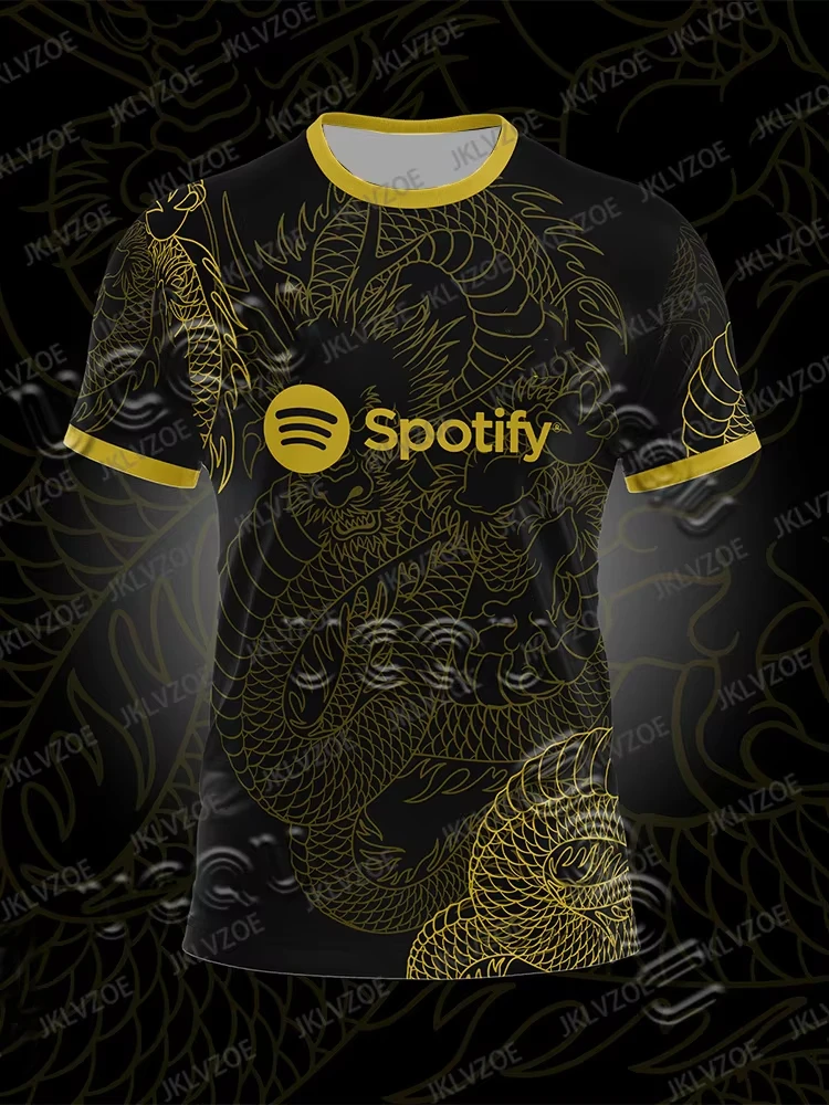 

24_25 Мужчины Женщины Футбольный Джерси Barcelon Dragon Pattern Специальное издание Оверсайз Футболка с короткими рукавами Дышащая быстросохнущая футболка