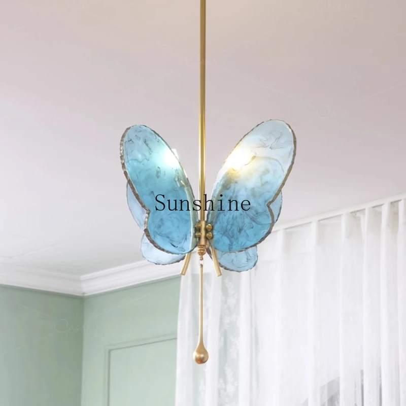 

Design restaurant butterfly art colorful glass girl children's room dream crystal lamp