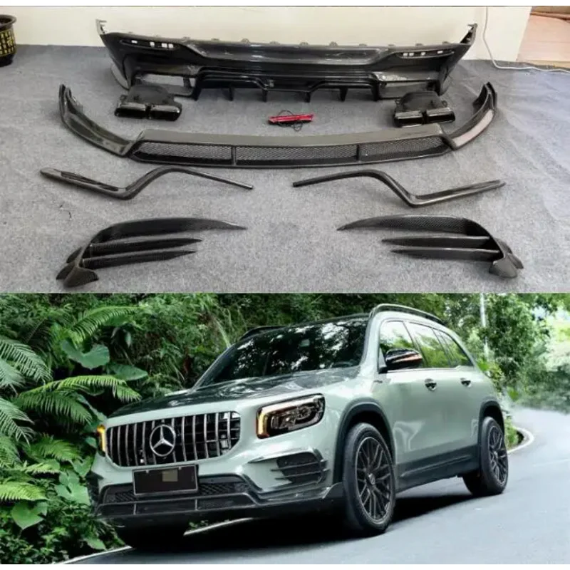 

For Mercedes-Benz GLB180 200 X247 2020-2023 Carbon Fiber Bumper Front Lip Tuyere Engine Hoods Rear Diffuser Exhaust Tips Spoiler