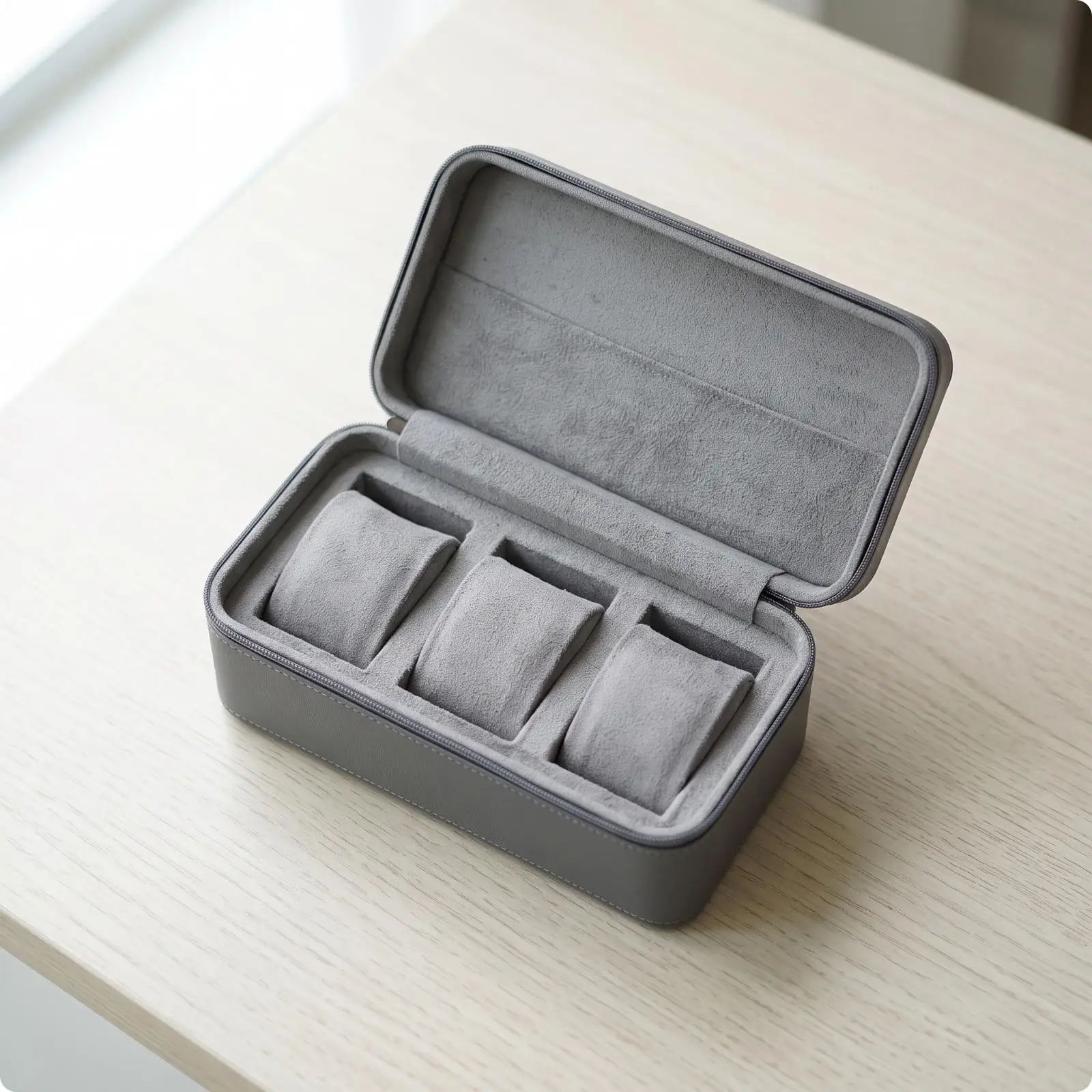 Space Saving Watch Organizer Box for 3 Watches with Soft Suede Lining