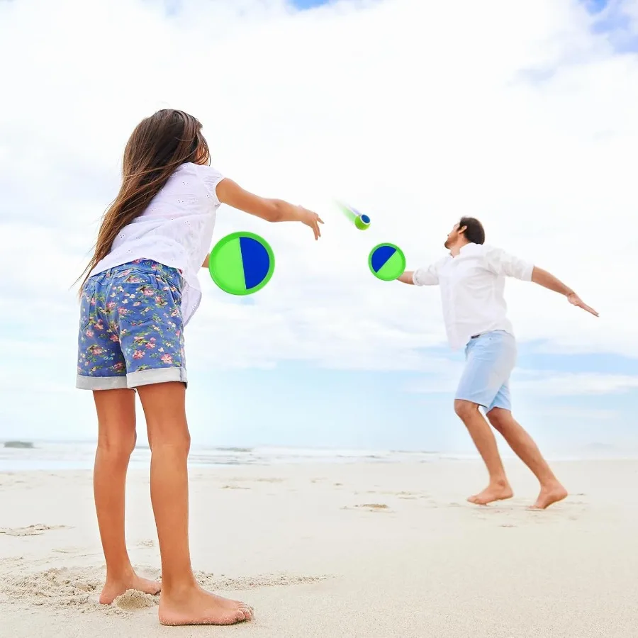 ชุดของเล่นโยนและจับลูกบอลสำหรับเล่นกลางแจ้งริมสระน้ำ ลูกบอลเรืองแสงรุ่นปรับปรุงใหม่ เกมสนามหญ้าสำหรับเด็กอายุ 3-10 ปี เด็กชาย เด็กหญิง เด็กเล็ก ของขวัญวันอีสเตอร์