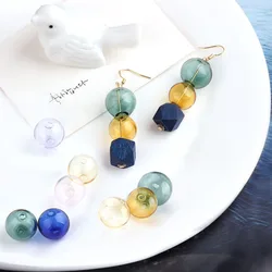 1pcs Diy Jewelry Accessories Material Korea Color Transparent Double Hole Hollow Glass Dome Earrings Pendant Charms