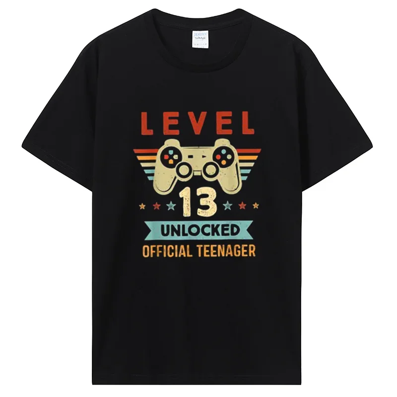 Level 13 Unlocked Official Teenager Birthday Gamer T-Shirt Men Cotton Tshirt Clothing Oversized Graphic T Shirt Tees