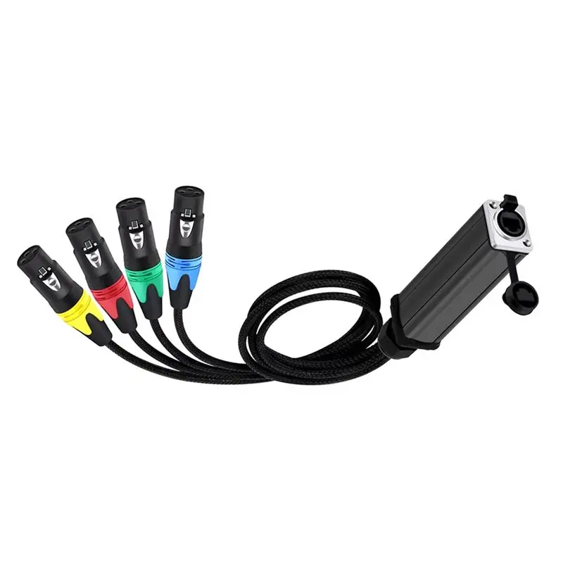 B76B Signal Extension Cable 3Pin XLR DM512 RJ45 4 Channels 20cm Audio Adapter for Stage Production