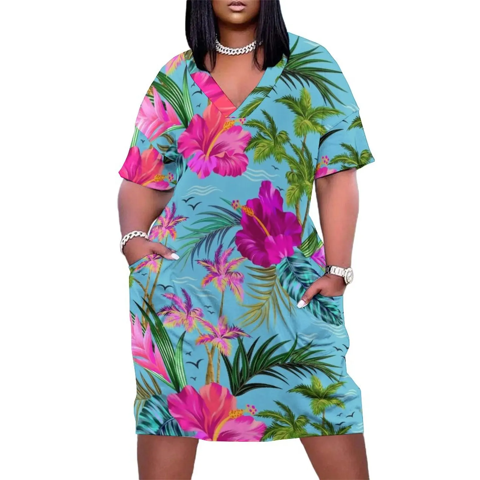 

Hello Hawaii, a stylish retro aloha pattern. Loose Pocket Dress elegant dresses plus sizes ladies dresses for special occasions