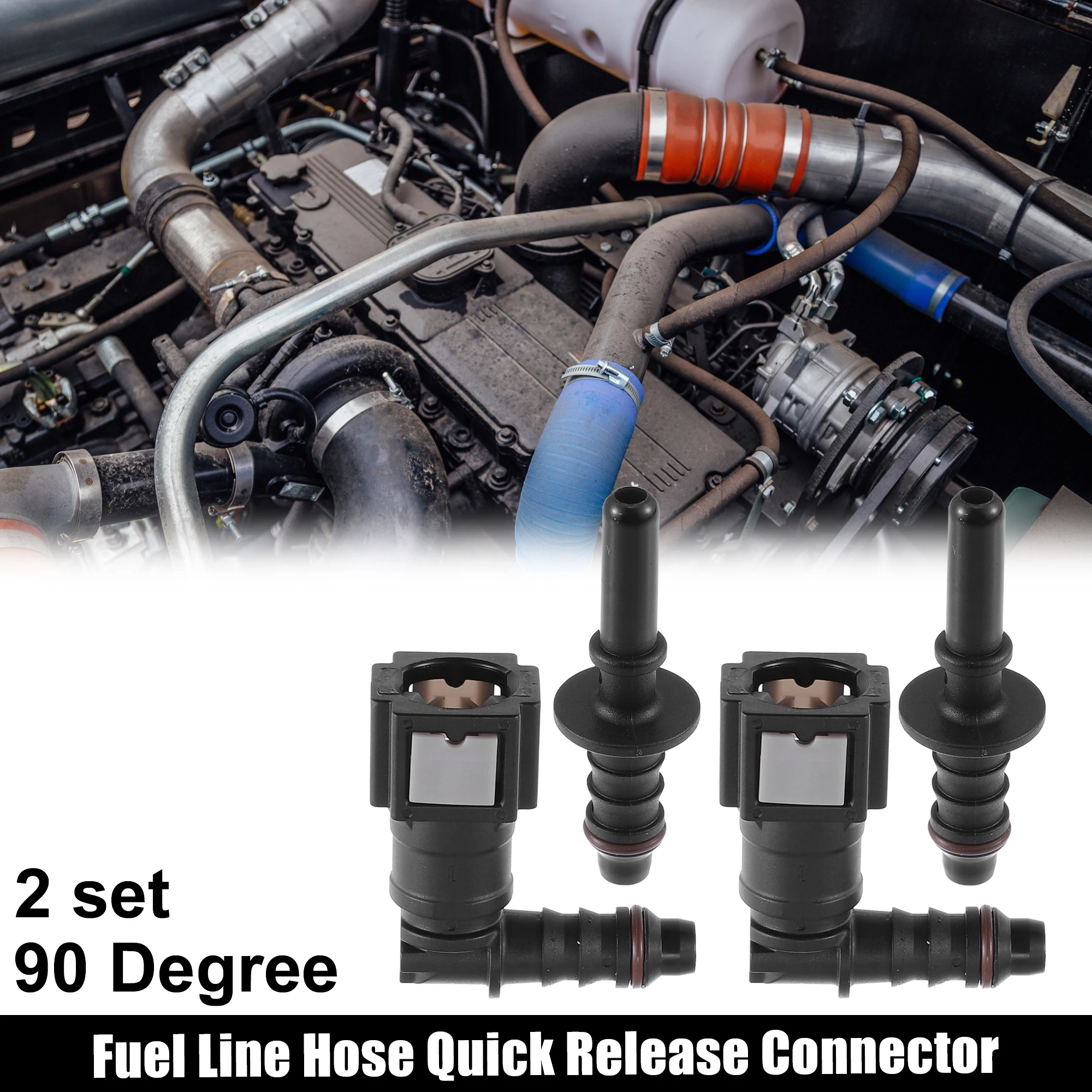 X Autohaux Car 4Pcs 6.3mm 7.89mm 8mm 90 Degree Bend Fuel Line Hose Quick Release Connector Disconnect Hose Fuel Line Coupler