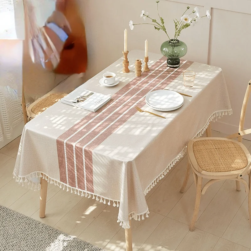 Japanese waterproof, oil proof and scald proof tablecloth art rectangular Nordic style tea table household living room Cotton